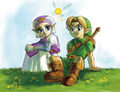 Young Link and Princess Zelda from Ocarina of Time