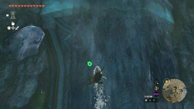 Use the Zora Armor to swim up the waterfall