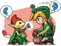 Link and Ezlo look to fuse a Blue Kinstone with a Picori