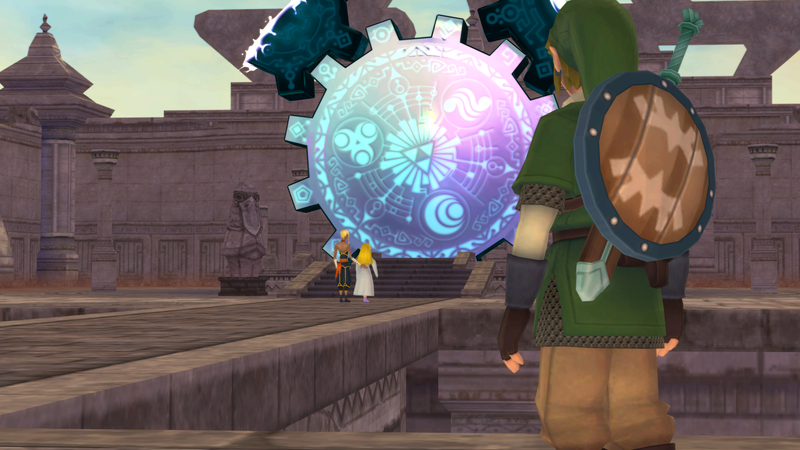 File:Temple of Time active Gate of Time Link sees Zelda and Impa - Skyward Sword Wii.png