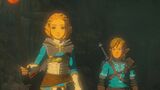 Link and Zelda exploring the cavern