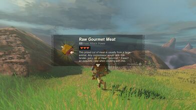 Link picking up Raw Gourmet Meat in Tears of the Kingdom