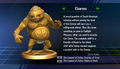 Goron trophy with text from Super Smash Bros. Brawl: Randomly obtained.