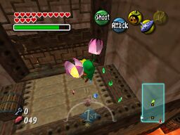 7. As you just start flying around the "U" shape, right before you turn the corner, there's a platform on your left with lots of Rupees. Go there and open the chest.