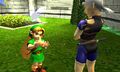Link with his Fairy Ocarina after learning Zelda's Lullaby in Ocarina of Time 3D