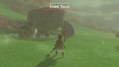 Fighting a Stone Talus in Tears of the Kingdom