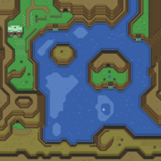 A Map of Lake Hylia in The Legend of Zelda: A Link to the Past.