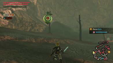 At the start of the mission, head to the northwest to reach a blocked gate. Just to the west, there is balloon that can be shot to get the Korok.
