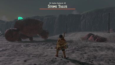Battling a Stone Talus (Luminous) at the Deplian Badlands