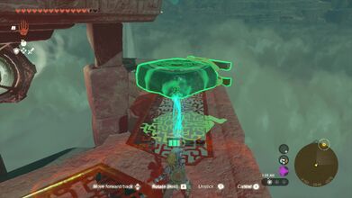 Break the boulders at the third pillar and attach the sticks to the Hover Stones