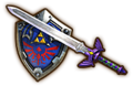 The Hylian Shield with the Master Sword in Hyrule Warriors