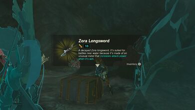 Link obtaining a Zora Longsword