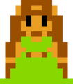 Zelda sprite (no ring, colour of her dress matches colour of Link's tunic) from The Legend of Zelda.