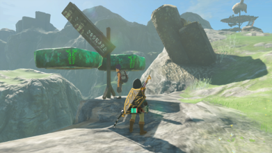 Location - Barula Plain Found at the very south end of the plain. Link can use the Hover Stones to hold the sign up.