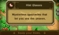 Item Screen Description of the Hint Glasses