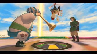 Link and Dodoh celebrating the Party Wheel's return