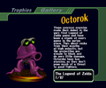 Octorok trophy from Super Smash Bros. Melee, with text