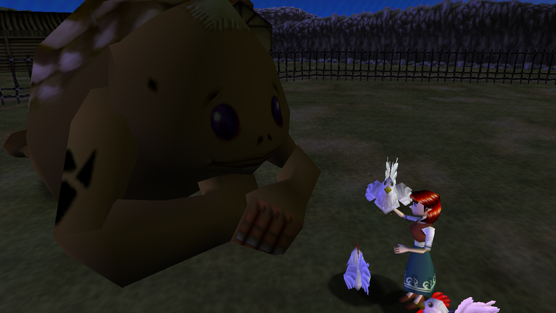 File:OoT Adult Ending - Medigoron and Cucco Lady - OOT64.png