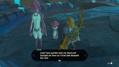 Link talking to Laruta in Tears of the Kingdom