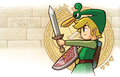 Link and Ezlo at Gold Kinstone - The Minish Cap art.png