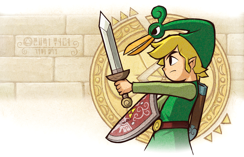 File:Link and Ezlo at Gold Kinstone - The Minish Cap art.png