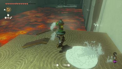 Use the Hydrant to create a platform in the lava