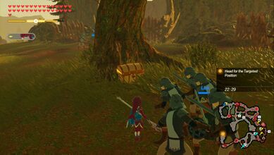 Zora SpearBehind a tree at the very beginning of the mission.