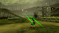 The Arwing shooting Lasers at Link.