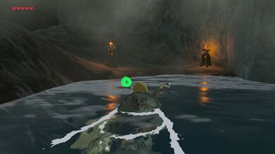 Swim across the water to find the shrine.