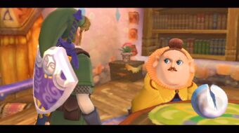 Sparrot telling Link about his broken Crystal Ball