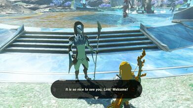 Link talking to Rivan in Tears of the Kingdom