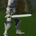 Link wielding the Soldier's Broadsword in the inventory.