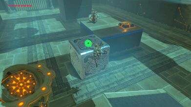Link can move the block with Magnesis allowing him to reach the switch.