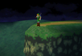Link from the Super Smash Bros. intro playing the Ocarina of Time