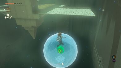 Stay in the water orb to cross the gap