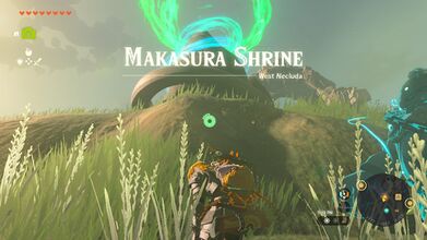 Link arriving at the Makasura Shrine
