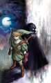 Link and a hooded Zelda