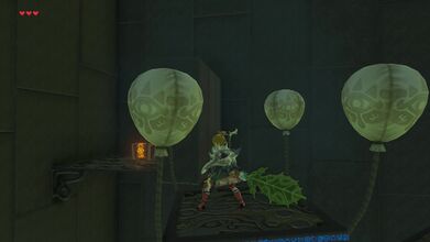 Ride the balloon platform to the chest with a Gold Rupee.
