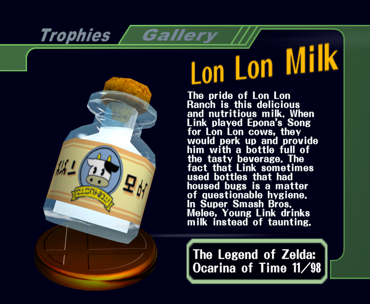 File:Lon Lon Milk - SSB Melee Trophy 156 with text.png