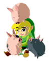 Link & Pigs (The Wind Waker): Ups the chance of Sticker Drops by 40. Can be used by all characters.