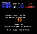 The Legend of Zelda First Quest ending.