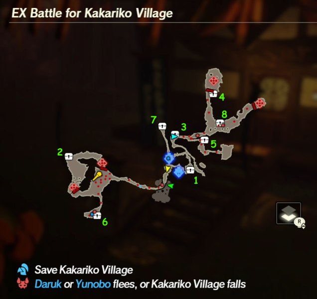 There are 8 treasure chests found in EX Battle for Kakariko Village.
