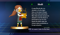 Medli trophy with text from Super Smash Bros. Brawl: Randomly obtained.