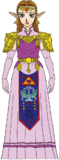 Adult Zelda Ocarina of Time colour design sketch, front view.