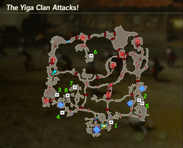 There are 8 treasure chests found in The Yiga Clan Attacks!.