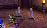 Link dancing in Kamaro's Mask with the Rosa Sisters (Majora's Mask 3D)