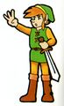 Link holding up his hand.