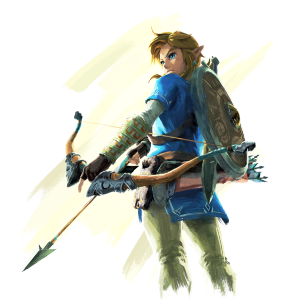 File:Link readying bow and arrow - BOTW art.png