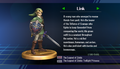 Link trophy with text from Super Smash Bros. Brawl: To obtain, complete Classic Mode as Link.