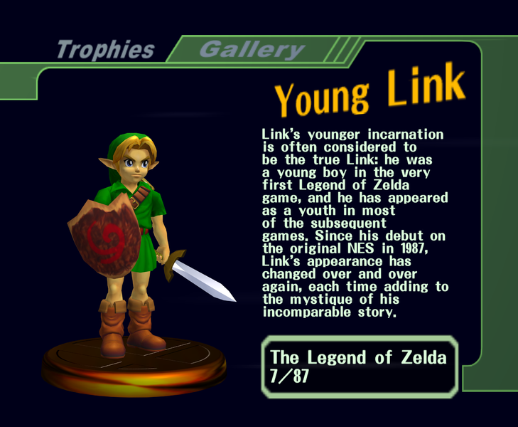 File:Young Link - SSB Melee Trophy 70 with text.png